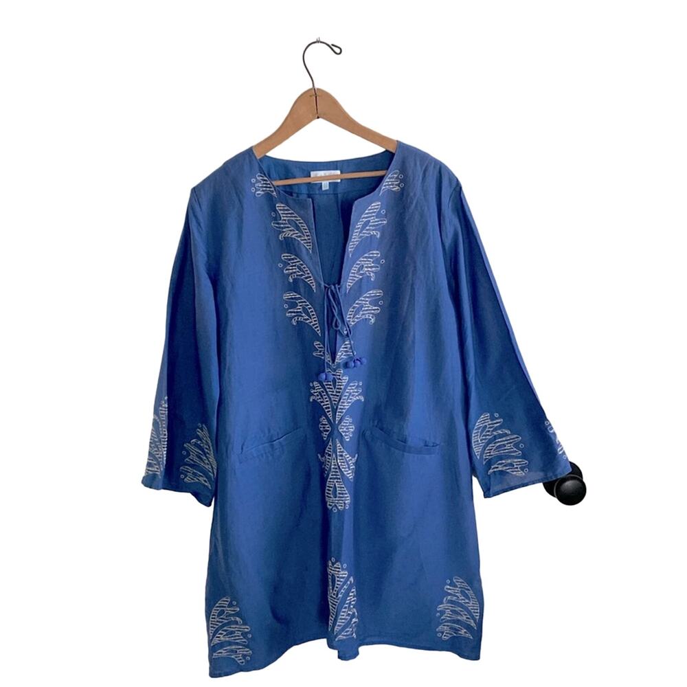 Karma Beach Silk Blend Embroidered Cover Up Tunic